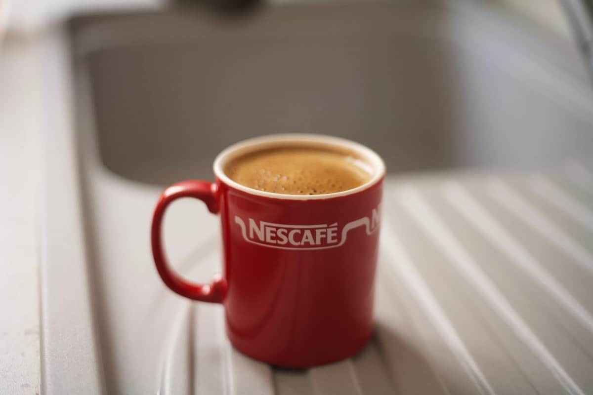 Nescafe on a red mug and can be kosher friendly.
