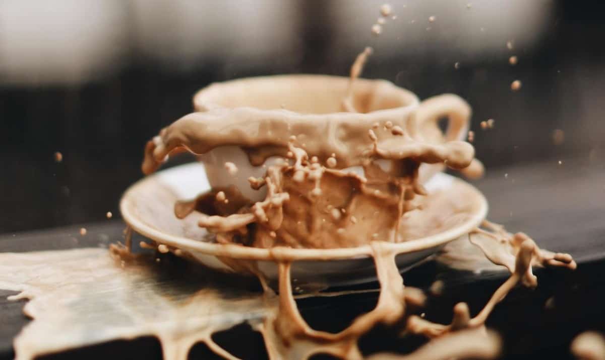 A messy explosion of coffee