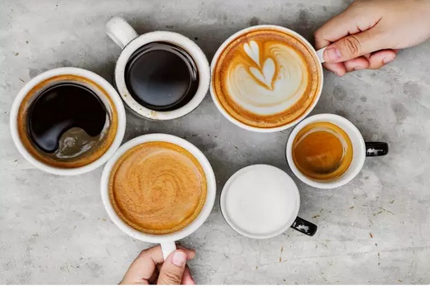 top view of the different kinds of coffee arranged in a circle.
