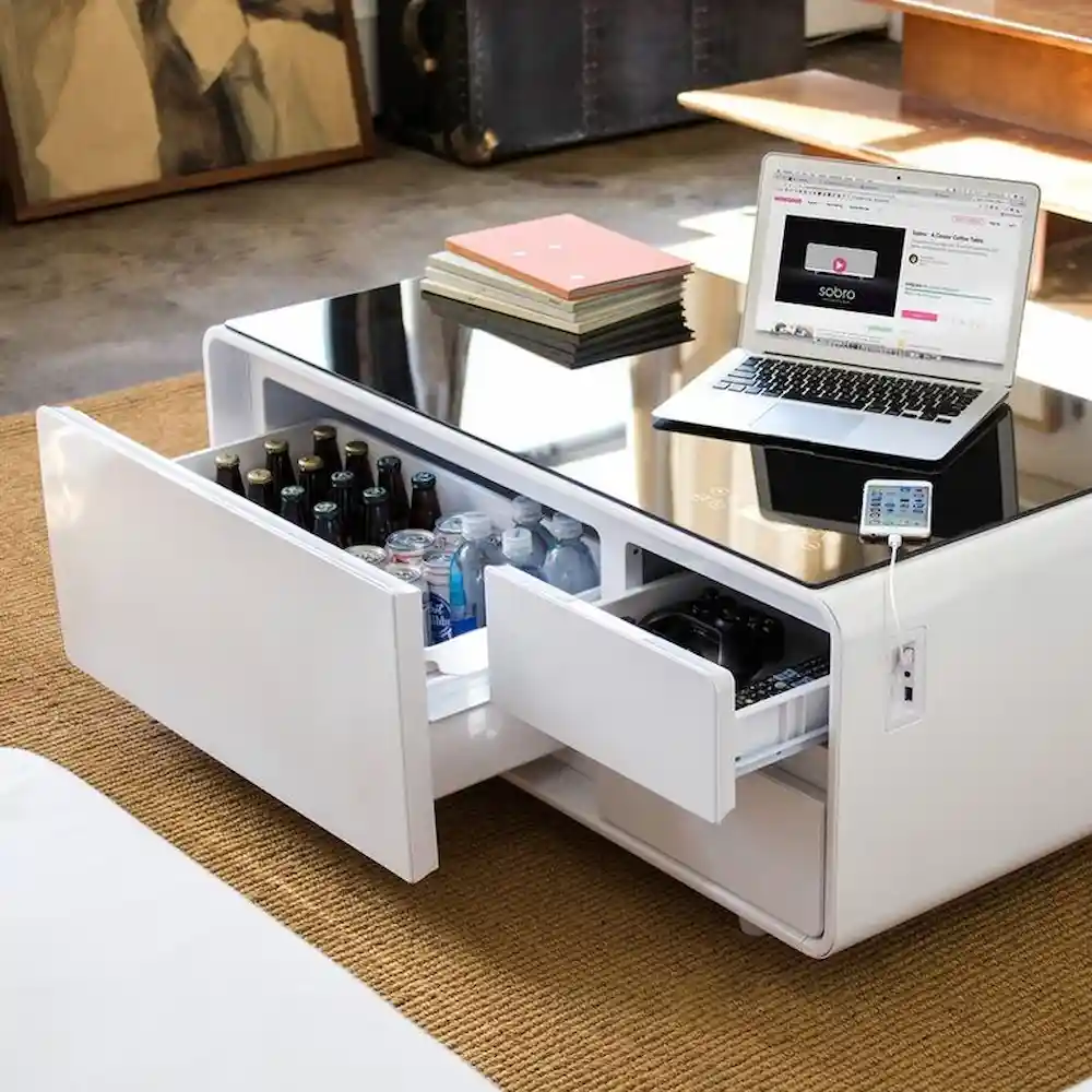 Sobro smart coffee table with mini fridge