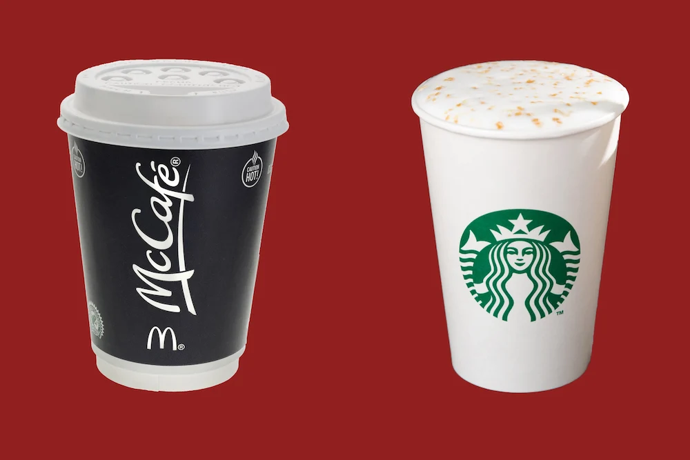 McCafe and Starbucks coffee cups