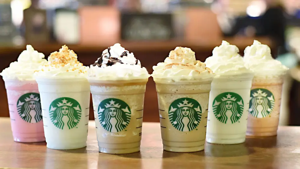 Starbucks frappuccinos with whipped cream