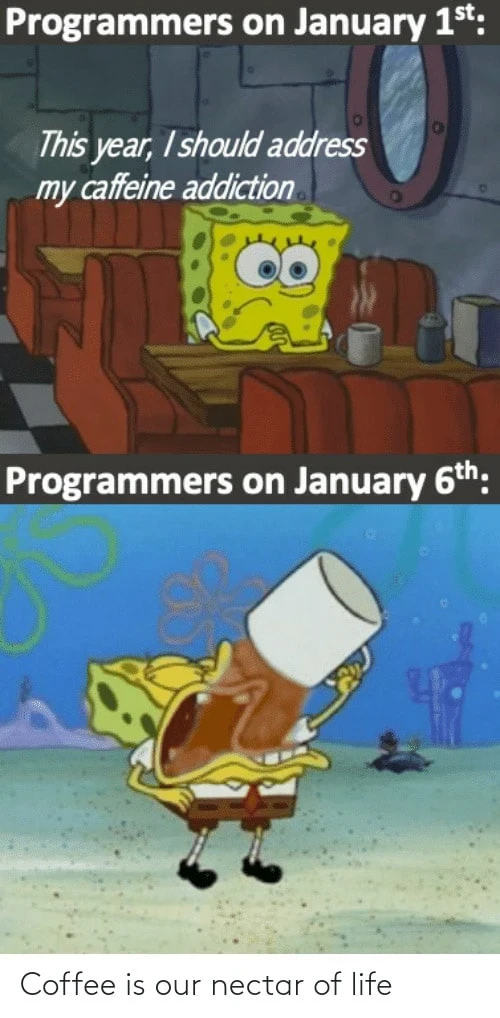 spongebob programmers coffee meme