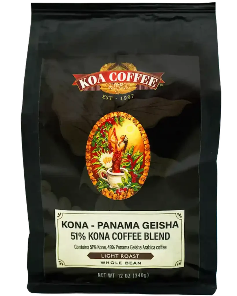 koa coffee kona panama geisha blend