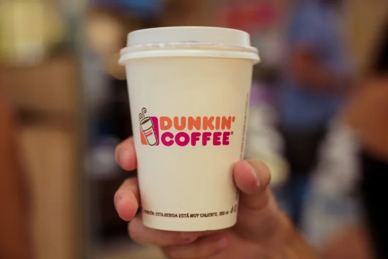 dunkin coffee drink in a paper cup