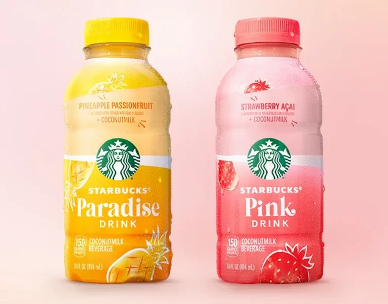 bottled starbucks pink drink and paradise drink